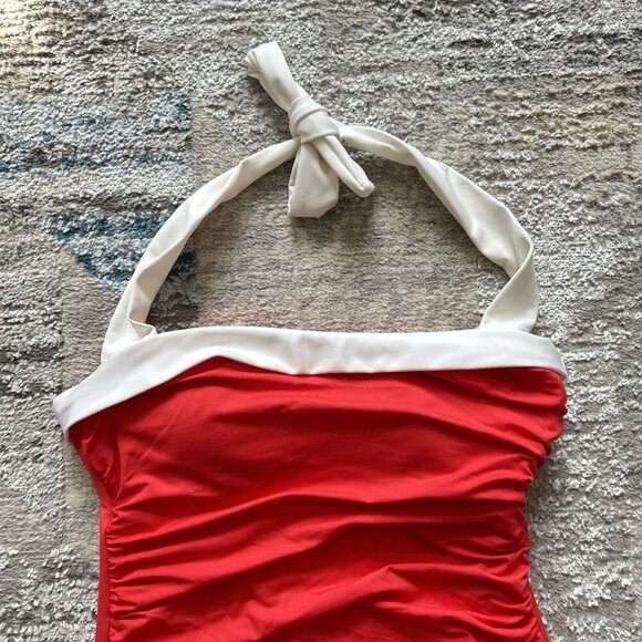 Lauren Ralph Lauren Womens Swimuit Bel-Air One Piece Halter Red Summer Beach - Picture 2 of 7